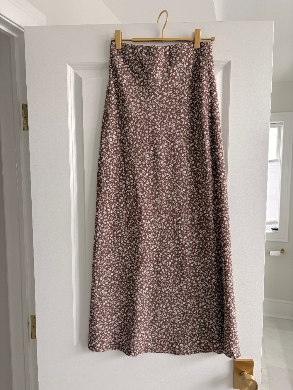 Women’s Altar’d State Brown and White Floral Midi Skirt size small